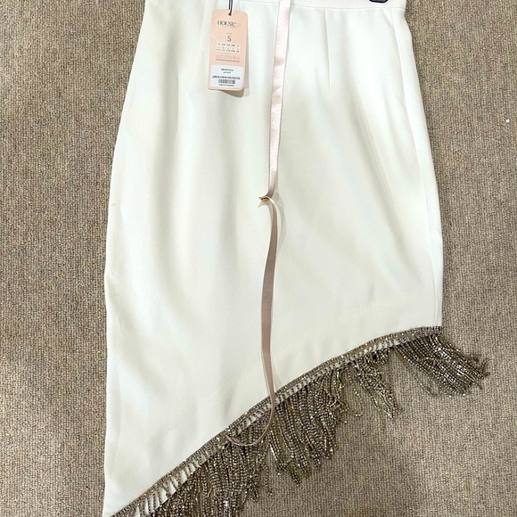 NWT/Box House of CB Zoia WHITE CREPE CRYSTAL SKIRT size Small. Bridal or events! - Picture 3 of 6